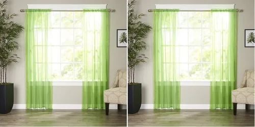 Miniatura 15 de Elegant Comfort - Cortinas transparentes de lujo con bolsillo para barra para cocina, dormitorio y sala de estar, Microfibra, Beige