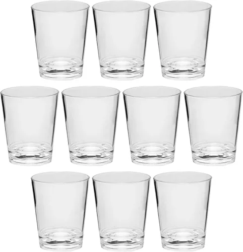 DISCOUNT PROMOS Vasos de chupito de plástico translúcido de 1.5 onzas, juego de 10, paquete a granel, acrílico, ideal para bodas, fiestas,