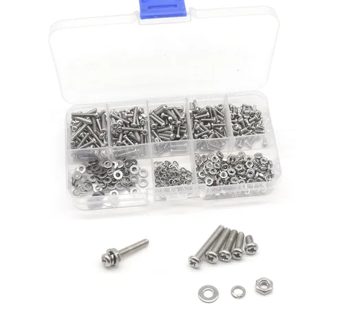 Miniatura 9 de cSeao 480 piezas M2 x 0.236 in / 0.315 in/ 0.394 in/ 0.472 in/ 0.630 in/ 0.787 in Tornillos de cabeza plana Phillips Tornillos métricos Tornillos