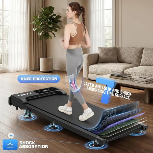 Miniatura 3 de Almohadilla para caminar debajo del escritorio para oficina en casa, cinta de correr portátil de 2.5 HP con capacidad de 300 libras, máquina Negro