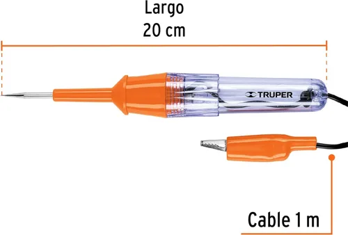 Miniatura 3 de TRUPER PROCO-20 Probadores de circuito CC de 8 pulgadas con abrazadera de 3.3 pies (3.3 ft)