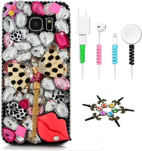 Miniatura 5 de Sparkle Funda compatible con Samsung Galaxy J2 Prime – Elegante funda 3D hecha a mano con diseño musical de flores grandes con protector de cable