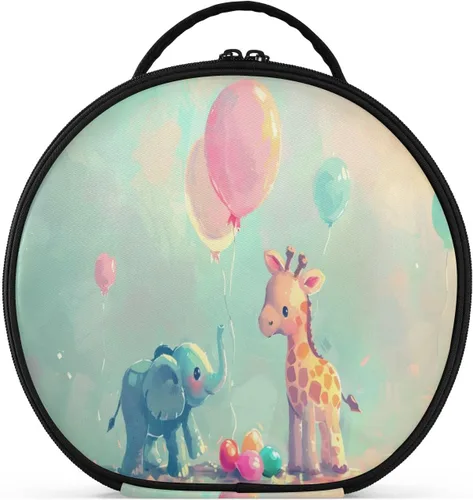 Miniatura 20 de senya Bolsa redonda para cosméticos, estuche de viaje para maquillaje, bolsa organizadora de maquillaje con divisores ajustables, portátil