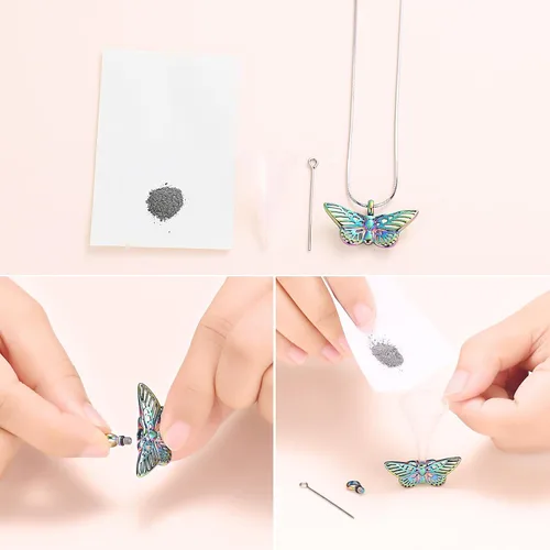 Miniatura 62 de Minicremation Joyas de cremación para cenizas – Collar conmemorativo de mariposa con colgante de urna para cenizas de seres queridos
