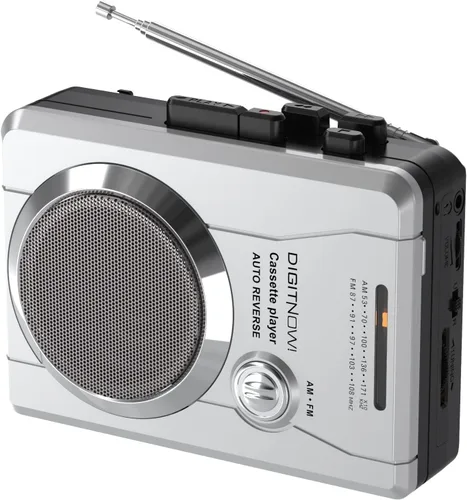 Grabador de casete portátil, radio AM FM vintage, reproductor de casete compacto de mano estéreo con altavoz y micrófono incorporados