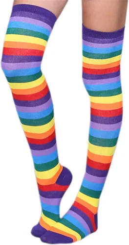 Miniatura 3 de Awlsyj 6 pares de calcetines altos a la rodilla calcetines largos hasta el muslo de Halloween bruja y cosplay calcetines para mujeres y niñas