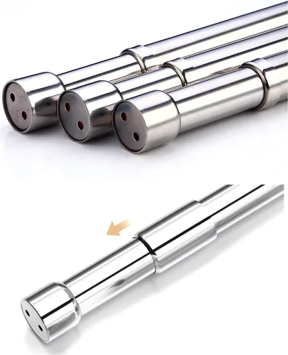 Miniatura 5 de Barra de armario colgante resistente con tapas de extremo ajustable para armario de 16 a 26 pulgadas, acero inoxidable, plata, cantidad-1 unidad