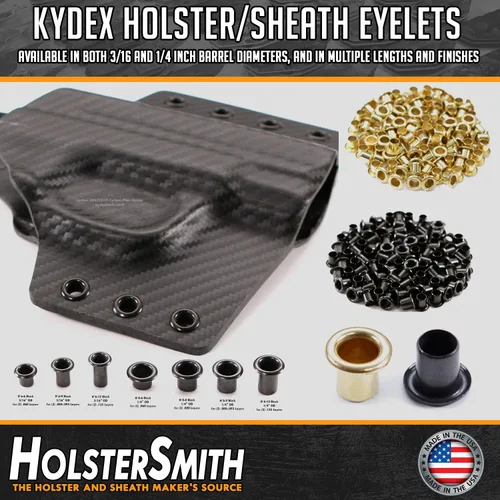 Miniatura 7 de [Paquete de 100] HolsterSmith Ojales recubiertos negros – (#6-9 de longitud) – (3/16 pulgadas de diámetro) – (fabricados en Estados Unidos) – Negro