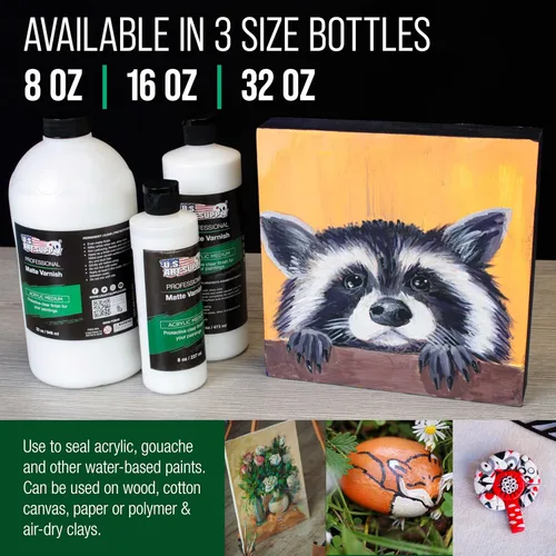 Miniatura 6 de U.S. Art Supply Barniz acrílico mate de 8 onzas para pintura acrílica, protección transparente permanente, reduce los rayos UV y el deslumbramiento