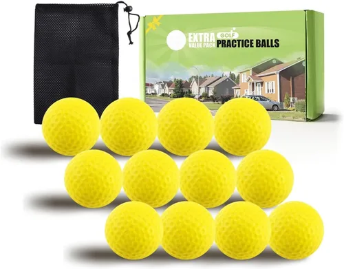 Miniatura 27 de FINGER TEN Pelotas de práctica de golf de espuma de colores, paquete de 12, 24, 50 unidades, pelota de golf ligera de vuelo limitado para interiores