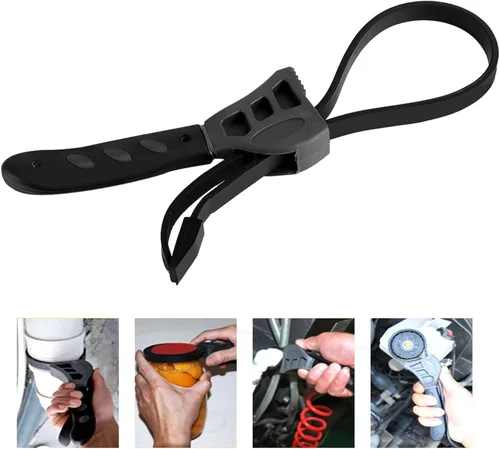 Miniatura 9 de Tyenaza Llave de correa, llave de filtro de aceite, correas ajustables de goma, abridor de tarros, llave de tubo para filtro de aceite, cabezales