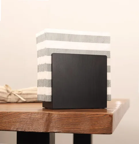 Miniatura 6 de Servilletero para mesa – Servilleteros de madera de granja, negro simple vertical vertical mesa de comedor dispensador de servilletas de cóctel