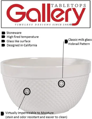 Miniatura 2 de TTU Tabletops Gallery Hobnail Style - Juego de 4 tazones de cerámica blanca clásica para hornear y cocinar Blanco