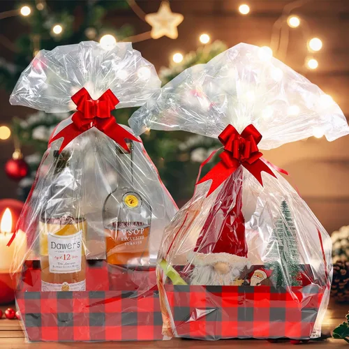 Miniatura 5 de Kolewo4ever 36 Piezas 12 Paquetes Juego de Cestas de Regalo de Navidad 8x10'' Cestas de Regalos Vacías para Llenar con Cesta Vacía, Bolsas de Cesta