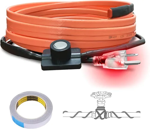 Miniatura 12 de Cupohus Cinta térmica para tuberías de agua con termostato de 6 pies, protección contra congelación, cable de rastro de calor autorregulable