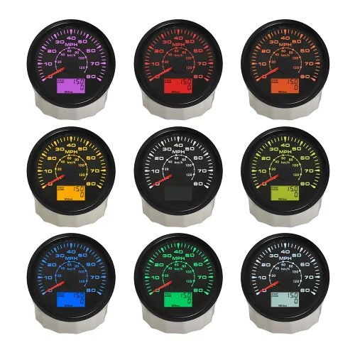 Miniatura 3 de ELING Velocímetro GPS para coche, motocicleta, barco con odómetro 0-80 mph, 0-120 km/h, para ATV, UTV, con 8 luces de fondo de 85 mm Negro+Negro