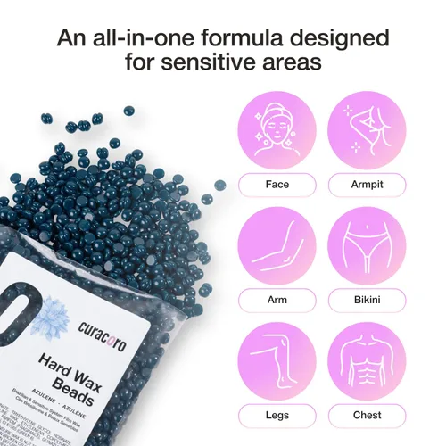 Miniatura 3 de Curacoro Granos de cera italiana – 7.05 oz de perlas de cera dura para depilación de cuerpo completo en cara, cuerpo, brasileño, bikini, piernas