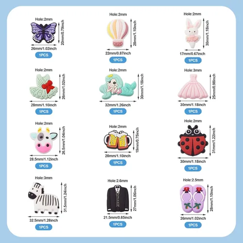 Miniatura 2 de 12 cuentas de silicona de dibujos animados de mariquita, conejo, mariposa, vaca, animal de silicona, cuentas focales de silicona, vestido de traje