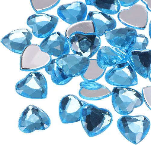 Miniatura 18 de MECCANIXITY 20 piezas de diamantes de imitación acrílicos de corazón de 0.787 pulgadas (0.787 in) con parte trasera plana, gemas de plástico
