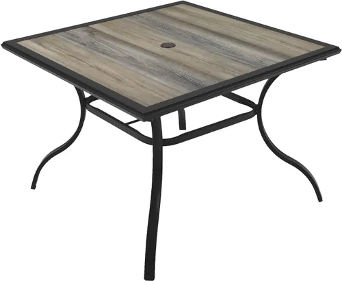 Miniatura 9 de Anmutig Mesa de patio pequeña cuadrada de 27.5 pulgadas con resistente a la intemperie para comedor al aire libre, color negro