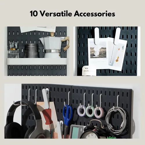 Miniatura 5 de Keepo - Juego de combinación de tableros de clavijas y accesorios modulares para colgar en pared, para organizador de pared, organización de Negro