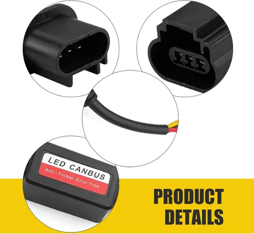 Miniatura 3 de 2 piezas de decodificador de luz LED para auto, H13/9008 bombilla LED arnés antiparpadeo cancelador de código de error, decodificador Canbus