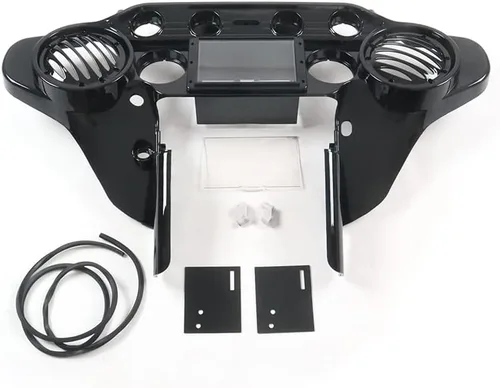 Miniatura 9 de Carenado interior negro brillante Batwing delantero compatible con Harley Harley Davidson Touring Street Glide Electra Glide FLHT Ultra Classic
