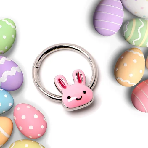 Miniatura 4 de Body Candy Anillo de segmento con bisagras de acero 16G, sin costuras, para pezón, aro de nariz de conejo, 38 pulgadas, Acero inoxidable, Sin gemas.