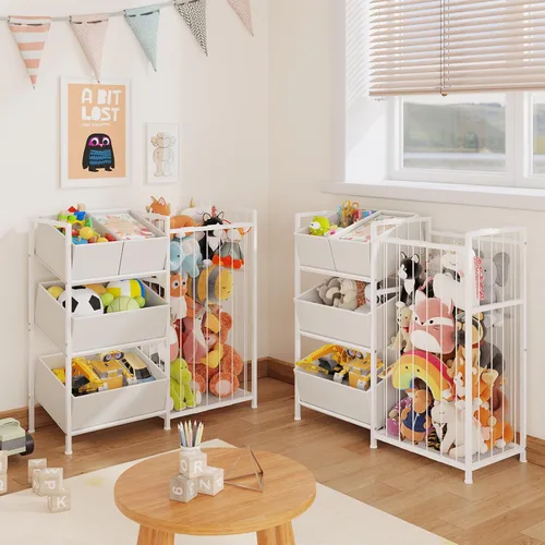 Miniatura 8 de BBLIKE Organizador de almacenamiento para niños con 4 contenedores extraíbles, organizador de almacenamiento para niños para juguetes de peluche