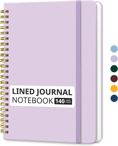 Miniatura 9 de Cuaderno rayado en espiral para mujeres y hombres, 140 páginas, cuaderno de tapa dura con rayas universitarias para trabajo y toma de notas, diarios
