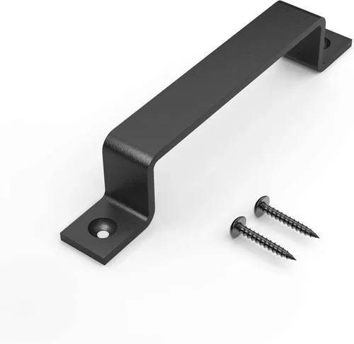 Miniatura 4 de Paquete de 2 manijas de barra recta de 8 pulgadas para puerta de granero, tiradores de hierro fundido negro para puertas correderas, puertas