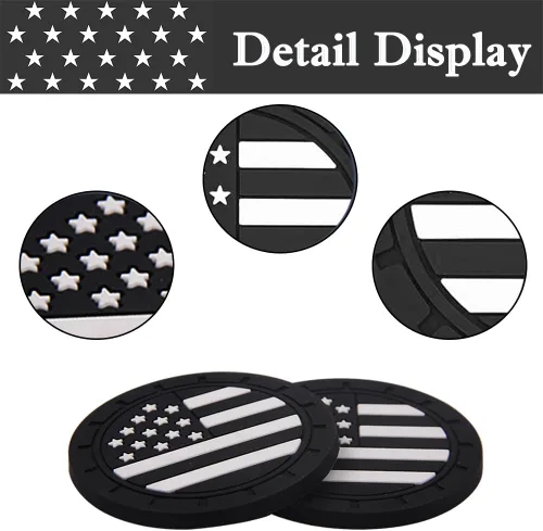 Miniatura 5 de ACODABLEM Paquete de 2 Posavasos para Portavasos de Automóvil, 2.75 Pulgadas Bandera Americana Juego de Almohadillas de Goma Suave Redondo Inserto