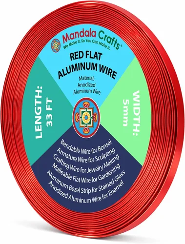Miniatura 10 de Mandala Crafts Alambre de aluminio anodizado plano de 0.118 in para fabricación de joyas, alambre de bisel negro flexible de color de 33 pies
