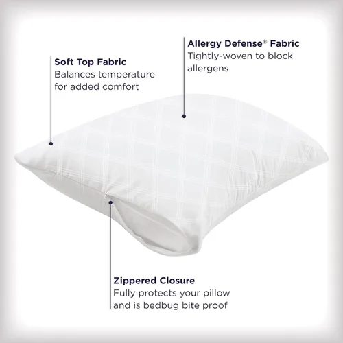 Miniatura 2 de Juego de 2 protectores de almohada AllerEase estándar/Queen – Equilibrio de temperatura, recomendado por alergólogos, protectores transpirables