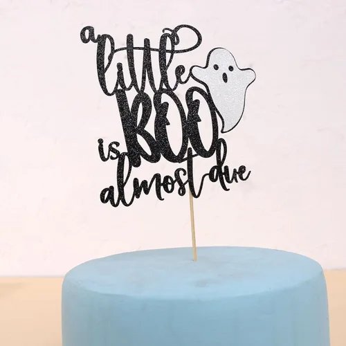 Miniatura 6 de Our Little Boo is Almost Due Cake Topper - Decoración de Halloween y otoño para baby shower, juego de pancartas y pancartas