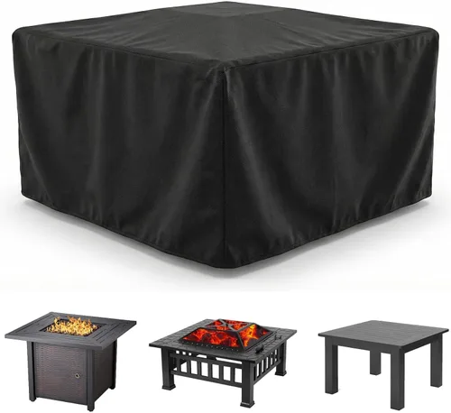 Miniatura 7 de WOMACO - Cubierta cuadrada impermeable para hoguera de patio, cubiertas de mesa al aire libre, protector de mesa para hoguera de 31 x 31 pulgadas