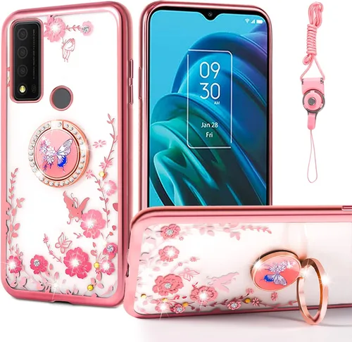 Miniatura 28 de nancheng Funda de teléfono para TCL A3X (A600DL), funda para Alcatel TCL A3X niñas y mujeres, bonita funda de silicona transparente con purpurina