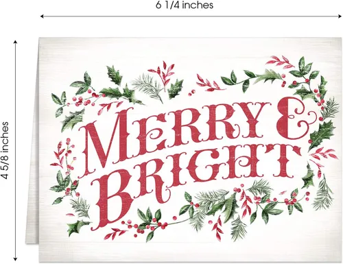 Miniatura 6 de Canopy Street Tarjetas navideñas clásicas / 25 tarjetas navideñas con sobres blancos / 5 diseños retro de Navidad / tarjetas de felicitación