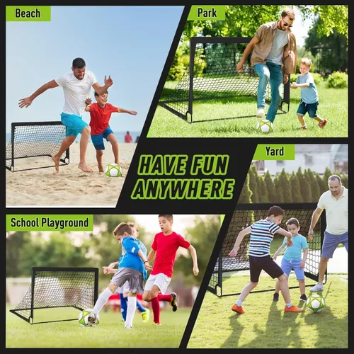 Miniatura 6 de 2 porterías de fútbol de 4 x 3 pies para patio trasero, equipo de entrenamiento portátil con pelota de fútbol, 10 conos de fútbol, bolsa