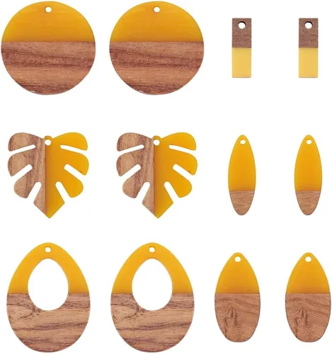 Miniatura 12 de Mega Pet Colgante de resina y madera de nogal para hacer joyas de bricolaje