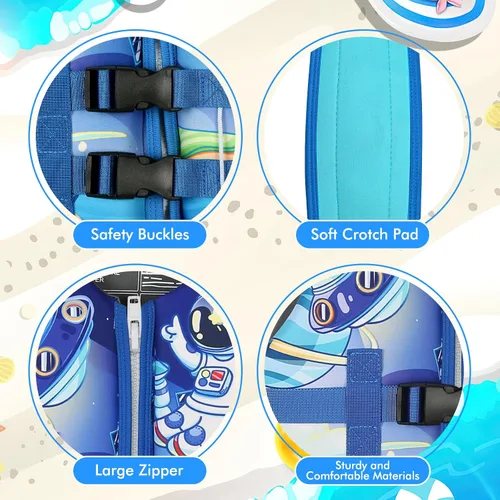 Miniatura 3 de Chaleco de natación para niños pequeños, chaqueta flotante para niños de 20-30-40-50 libras para niñas y niños para navegar, piscina, playa, Espacio