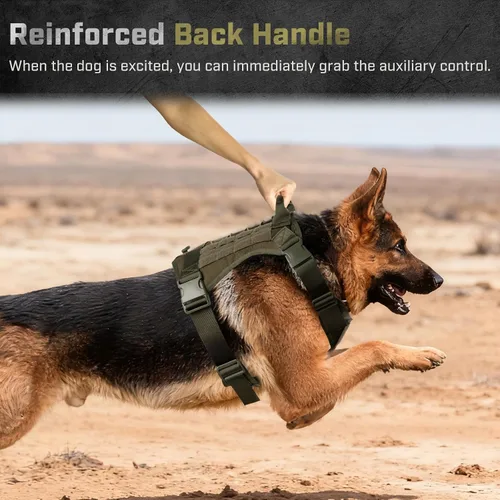 Miniatura 5 de Arnés táctico para perros grandes, ajustable sin tirones, chaleco para perro de servicio adecuado para entrenamiento, caminar y viajar, arnés