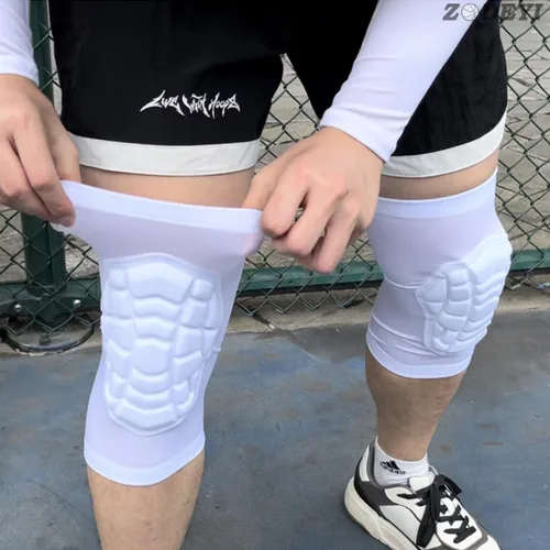 Miniatura 3 de Rodilleras de Lucha Libre Manga Corta para Rodilla, 2 Piezas Manga de Compresión para Rodilla para Fútbol Americano, Baloncesto, Voleibol Blanco