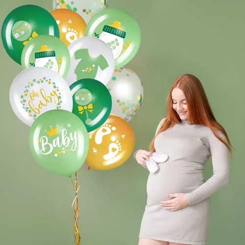Miniatura 4 de Juego de 50 globos de látex verde salvia, decoración temática para el primer cumpleaños, revelación de género, suministros neutros para fiesta