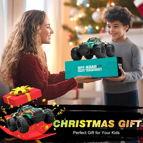 Miniatura 7 de BLUEJAY Auto a control remoto, 1:16 todo terreno de alta velocidad RC camión para niños, camión Monster RC recargable con luces LED geniales