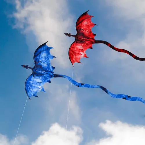 Miniatura 4 de Fiery Dragon - Cometa enorme de 54 pulgadas para niños y adultos, cuerda de una sola línea fácil de volar con cola de 160 pulgadas para viajes a