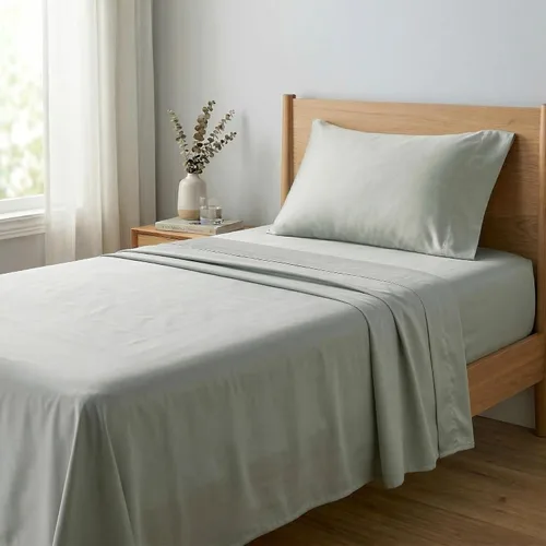 Miniatura 17 de Beckham Hotel Collection Juego de sábanas tamaño Twin 100% algodón, ropa de cama de satén de lujo 500TC, bolsillo profundo de 16", que absorbe