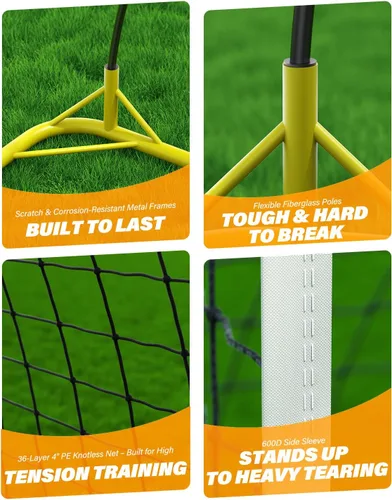 Miniatura 3 de Portería de fútbol para patio trasero, red de portería de fútbol portátil de 12 x 6 pies/6 x 4 pies, configuración rápida con 1 bolsa de transporte