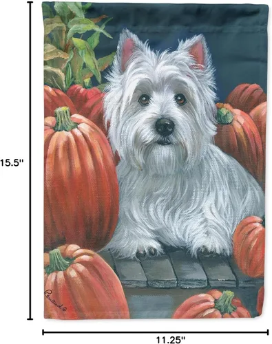 Miniatura 606 de Caroline's Treasures PPP3090GF - Bandera decorativa para jardín de bulldog inglés y otoño, para exteriores, patio, flores, tamaño de jardín