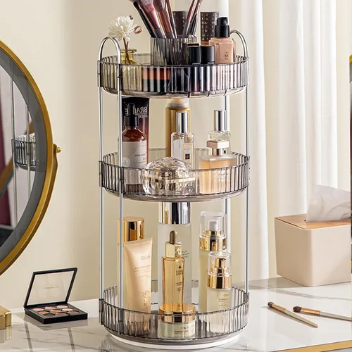 Miniatura 13 de Aveniee Organizador de maquillaje giratorio de 360 grados para tocador, organizadores de baño mejorados para perfume y cuidado de la piel